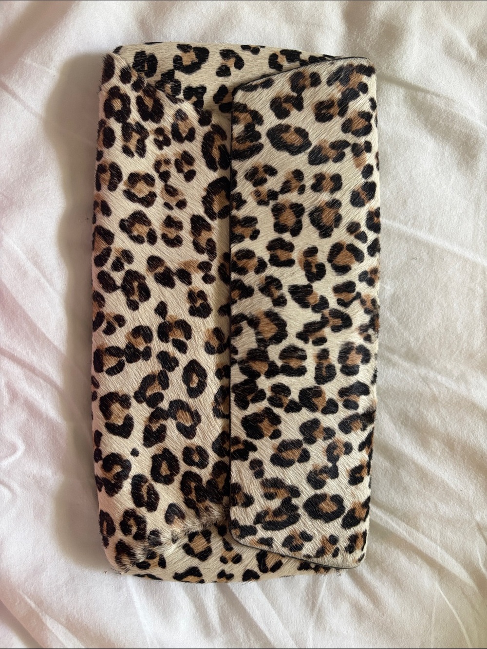 Ann Taylor Leopard Print Clutch in Black, Tan, Cream Horsehair